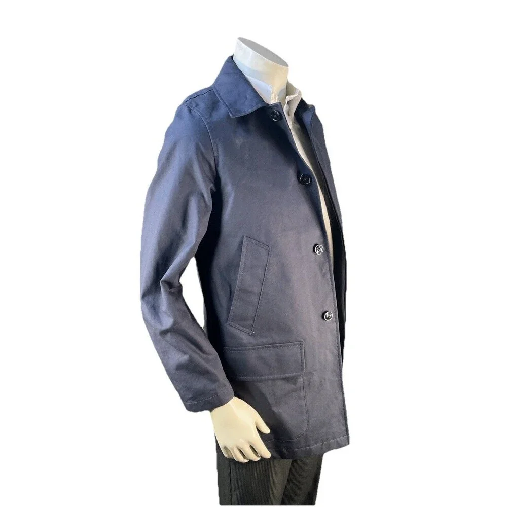 J.Crew Ludlow Men's XS Navy Water-Repellent Bonded Cotton Car Coat HO16 E8564